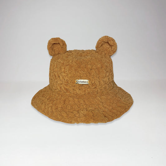 Handmade Teddy Bear Crochet Bucket Hat with Gold Metal Logo Tag (6m - 12m)