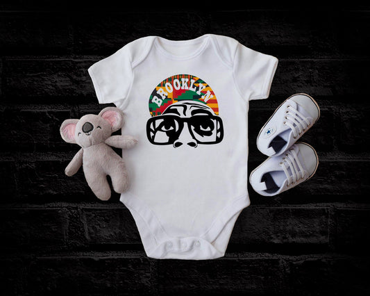 Brooklyn Brim Hat and Glasses Hip Hop Rapper Baby Bodysuit Toddler T-Shirt